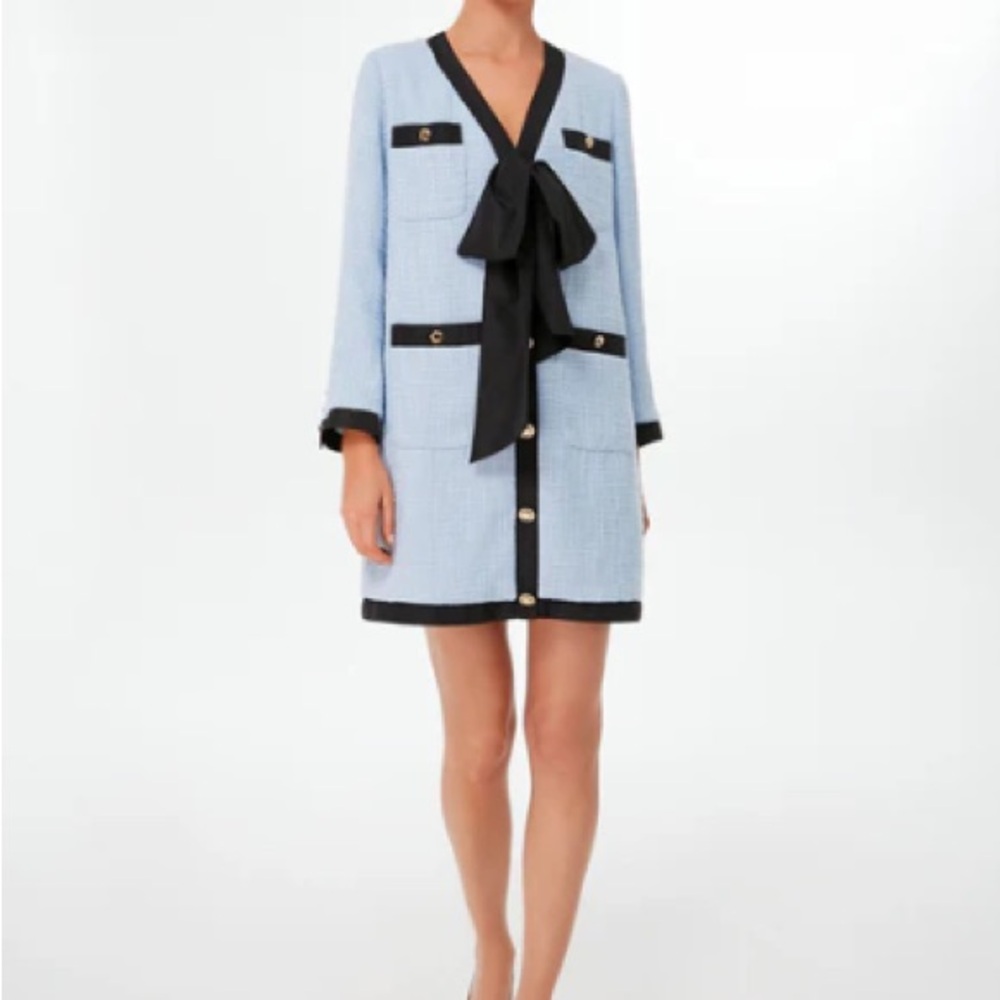 Tuckernuck Coco Dress Pomander Place Light Blue Jacket with Black Trim